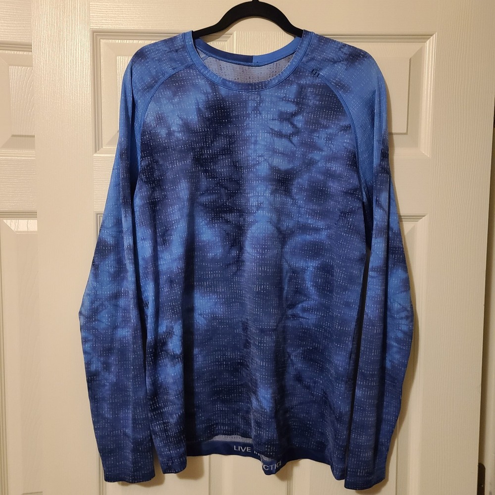 Lululemon Long Sleeve Shirt Mens Size L Blue Tie Dye Metal Vent 2.0