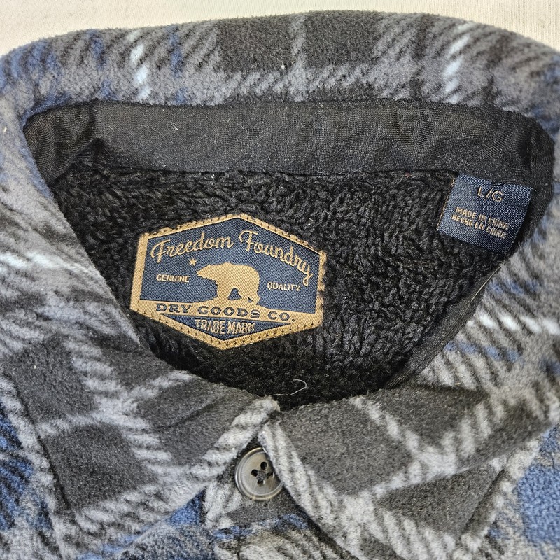 Freedom Foundry Shirt Mens Large L Fleece Super Plush Sherpa Lined Jacket Blue gallery