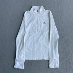 Adidas Womens S White Quarter Zip Pullover Long Sleeve Athletic Training Top