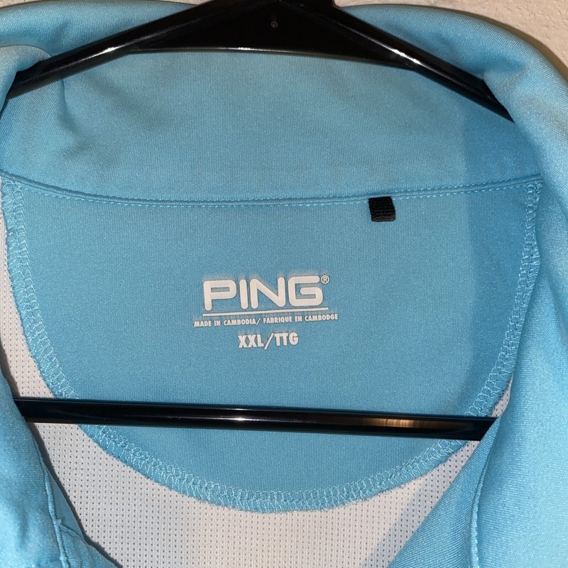 PING Mens Golf Polo Shirt XXL Light Blue Button Up Atheleisure Active Pullover gallery