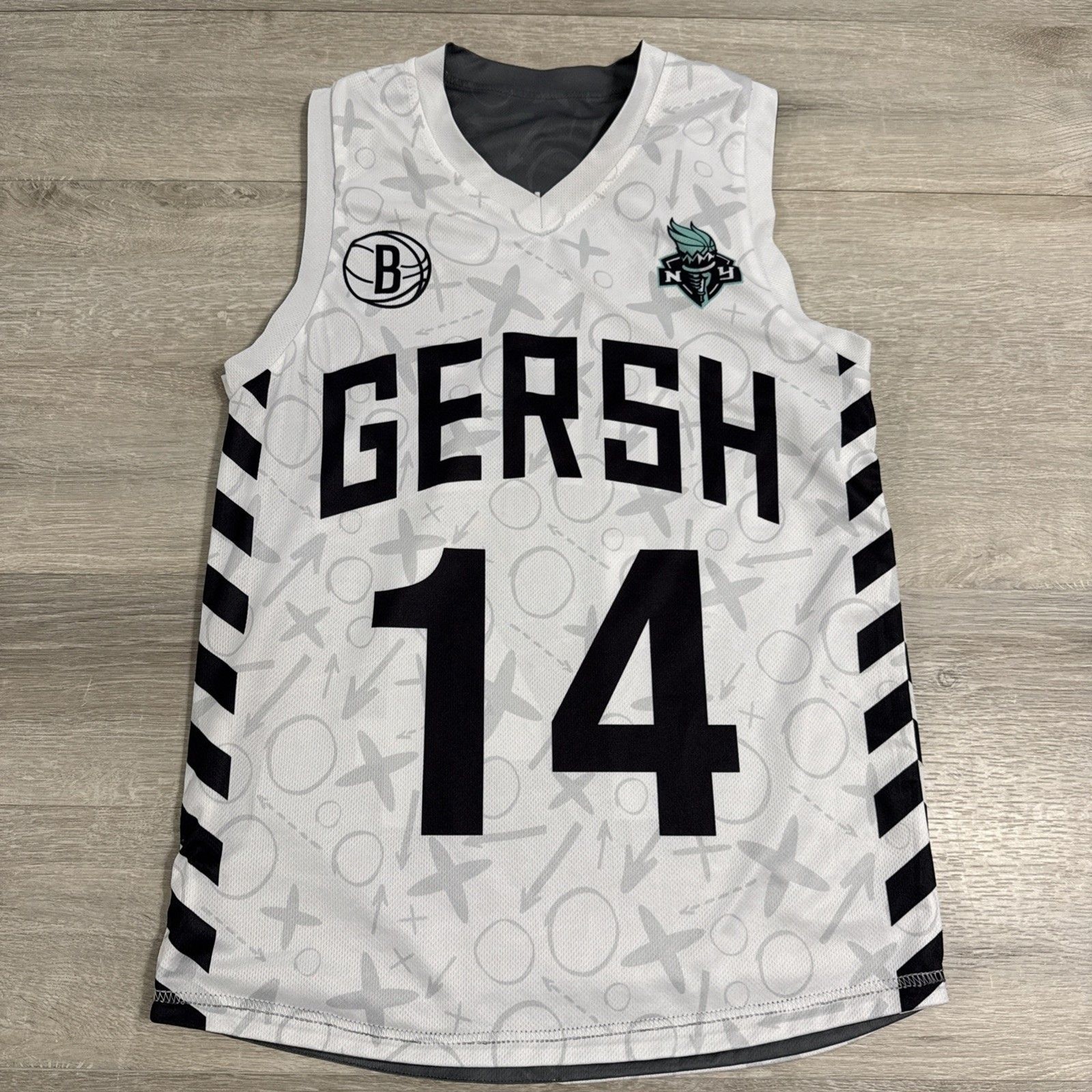 Brooklyn Basketball Jersey Nets Liberty Gersh 14 Reversible Gray White Small gallery