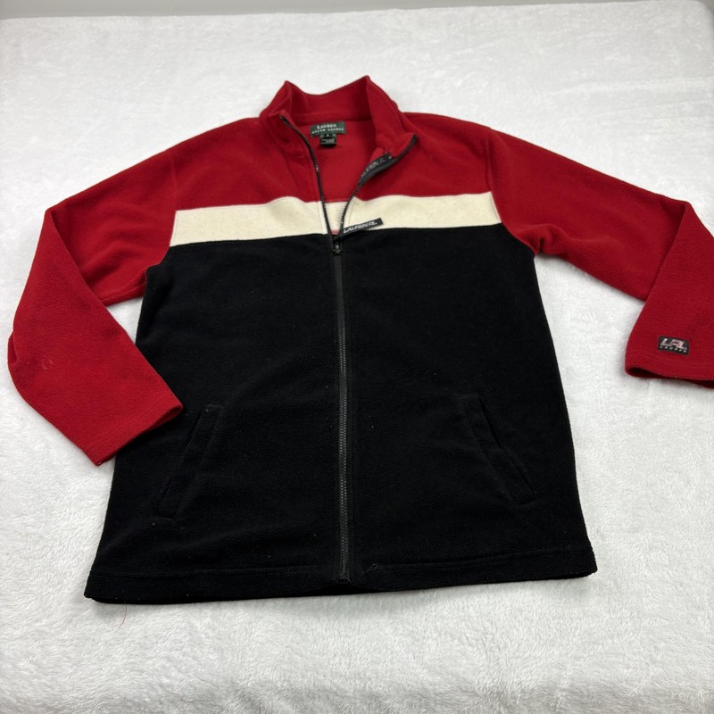 Lauren Ralph Lauren Pullover Mens S Black Full Zip Stand-Up Fleece Pockets gallery