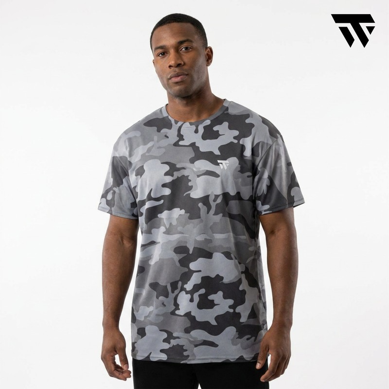 Men's Gray Gym T-Shirt Quick Dry Muscle Bodybuilding Workout Fitness Sport Top gallery