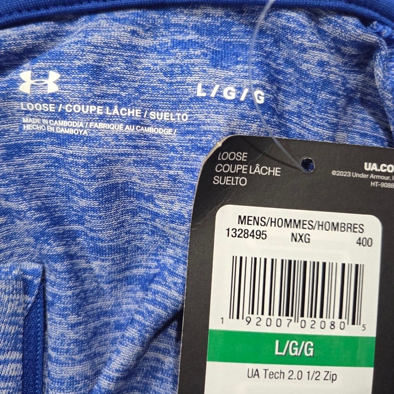 Under Armour Tech 2.0 1/2 Zip Pullover Men Large Blue Performance Shirt NWT gallery