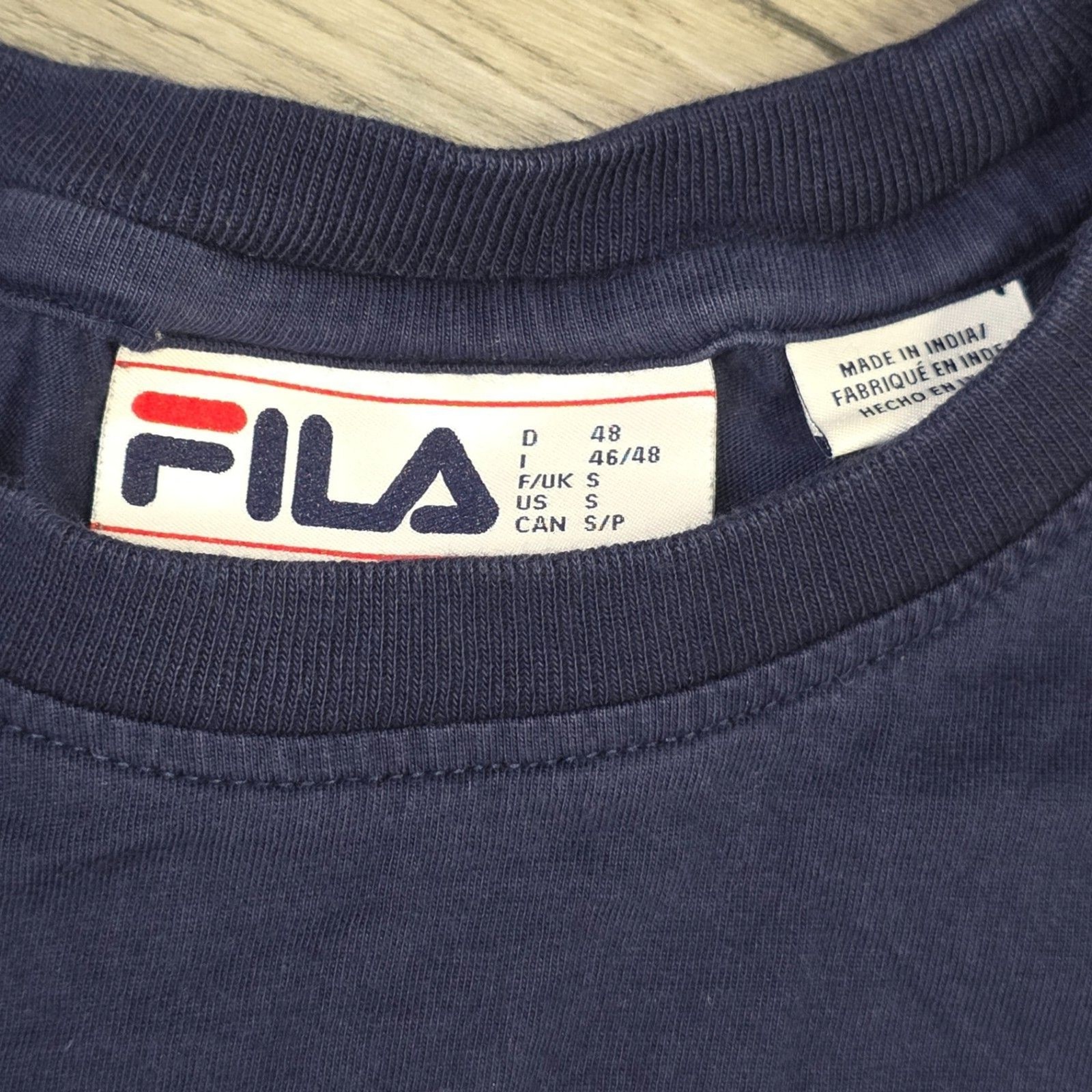 Fila Logo T-Shirt Men's Small Navy Blue Red White Striped Athletic Tee Cotton gallery