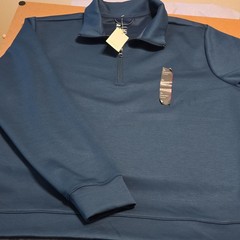 All in Motion Men’s XL Blue Solid 1/2 Zip Mock Neck Stretch Pullover 102