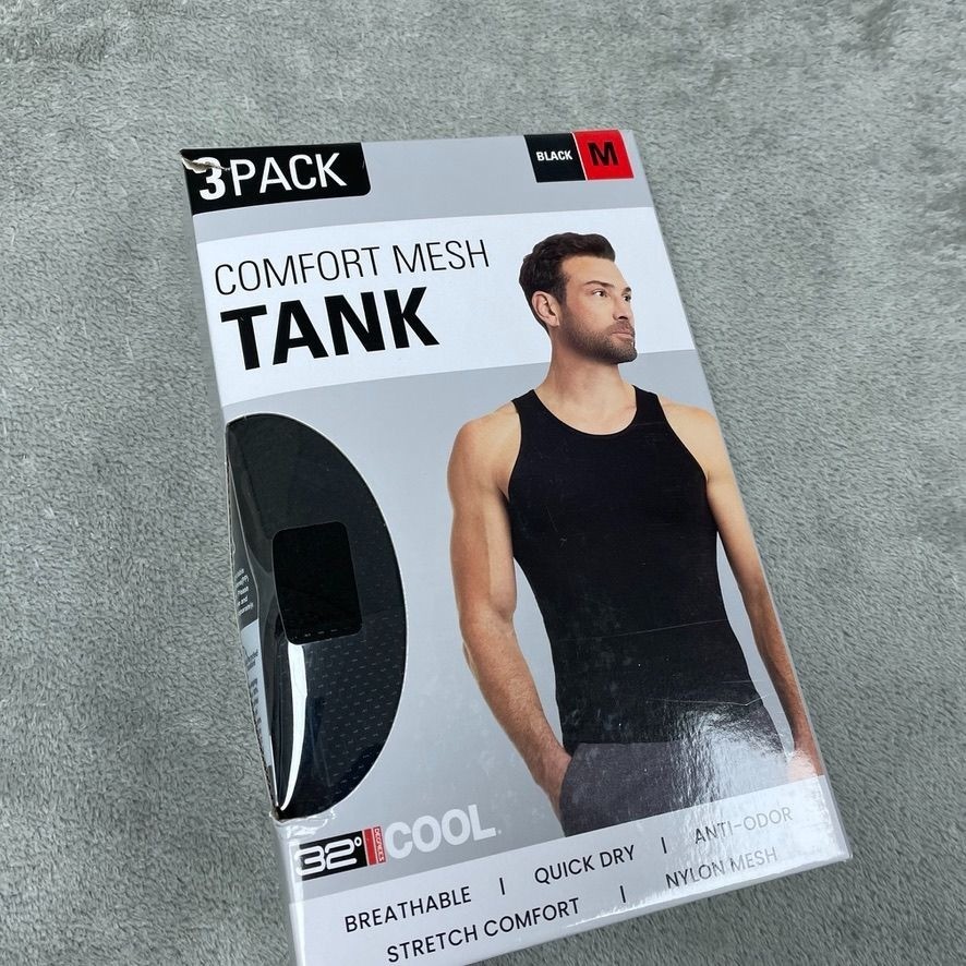 3-Pack 32 Degrees Cool Mens Comfort Mesh Tank Tops Black Medium a0741 gallery