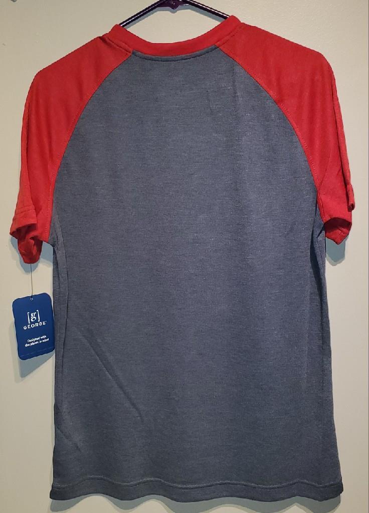 NWT MENS GEORGE Raglan Tee Short Sleeve SHIRT Grey Red Size S 34-36 gallery
