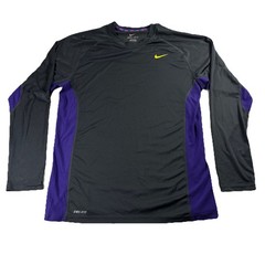 Nike Mens Large Dri-FIT Long Sleeve Training Shirt, Gray Purple Athletic Perf