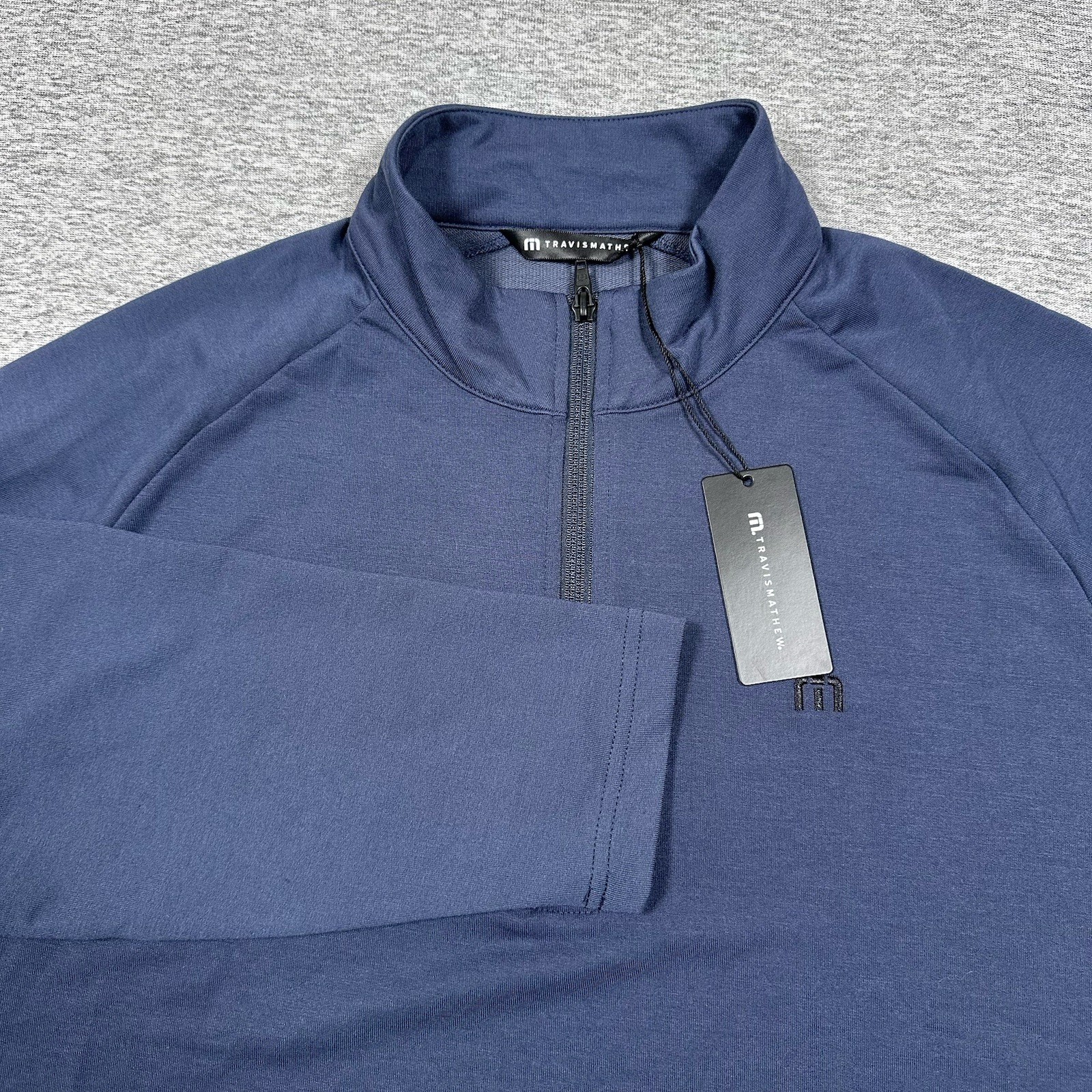 Travis Mathew Golf Pullover Mens Large Blue Valiant 1/4 Zip Stretch Pockets NEW gallery