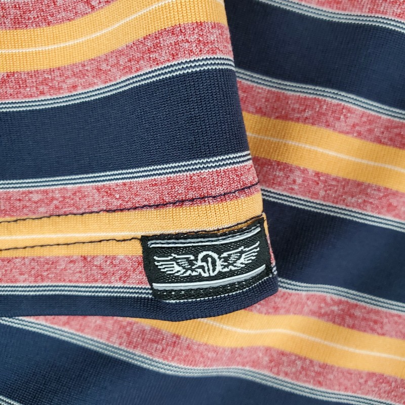 STRAIGHT DOWN Size Large Blue/Orange Striped Mens Golf Polo Shirt Performance gallery