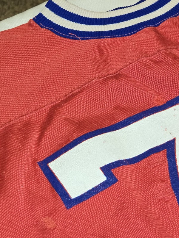 Vtg 1960s 1980s Durene Champion Football Jersey Sz46 Game Used Thrashed Repairs gallery
