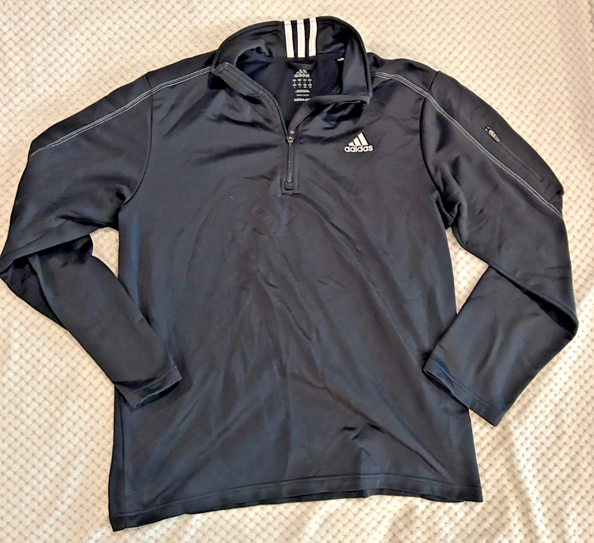 Adidas 1/4 Zip Pullover Mens Large Black Mountain Logo Long Sleeve zipper gallery