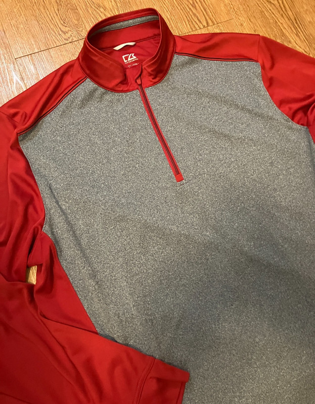 Cutter & Buck Replay Men 2XT Quarter Zip Half Zip Pullover Red Grey DryTec 50+ gallery
