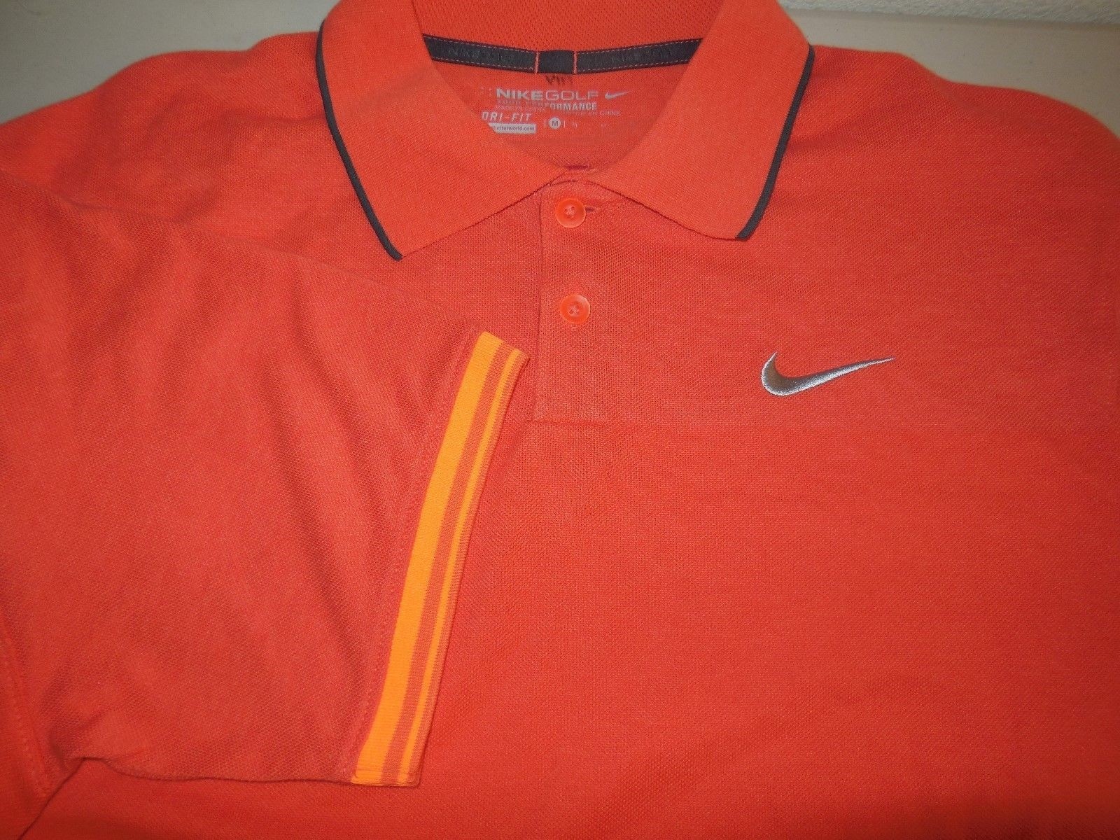 Nike Color Block Golfing Polo Shirt 685735 843 Orange Golf Tour Performance M gallery