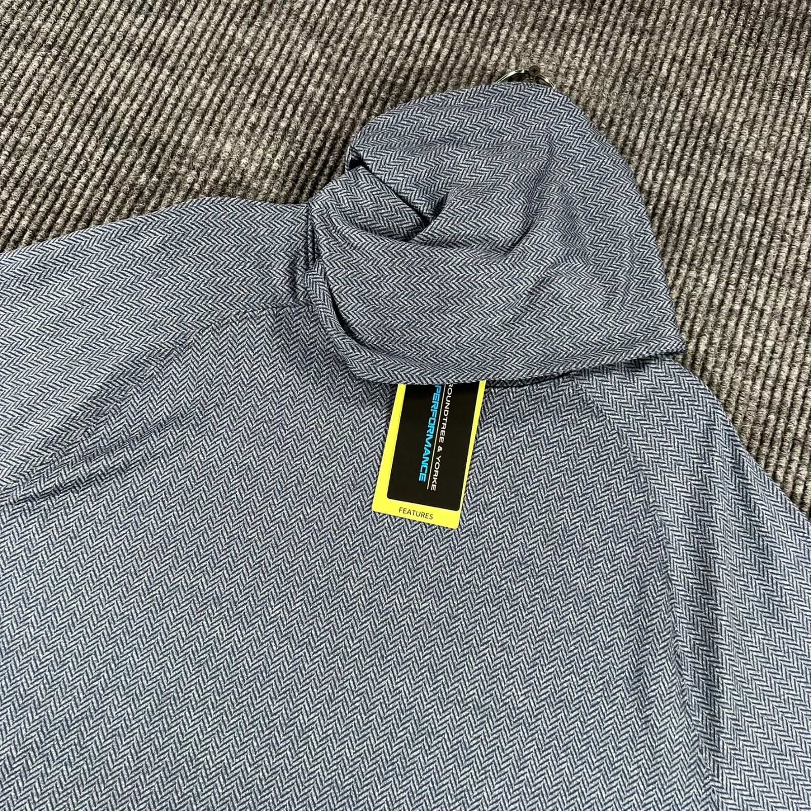 Roundtree & Yorke Performance Pullover Mens Medium Hooded Blue Long Sleeve New gallery