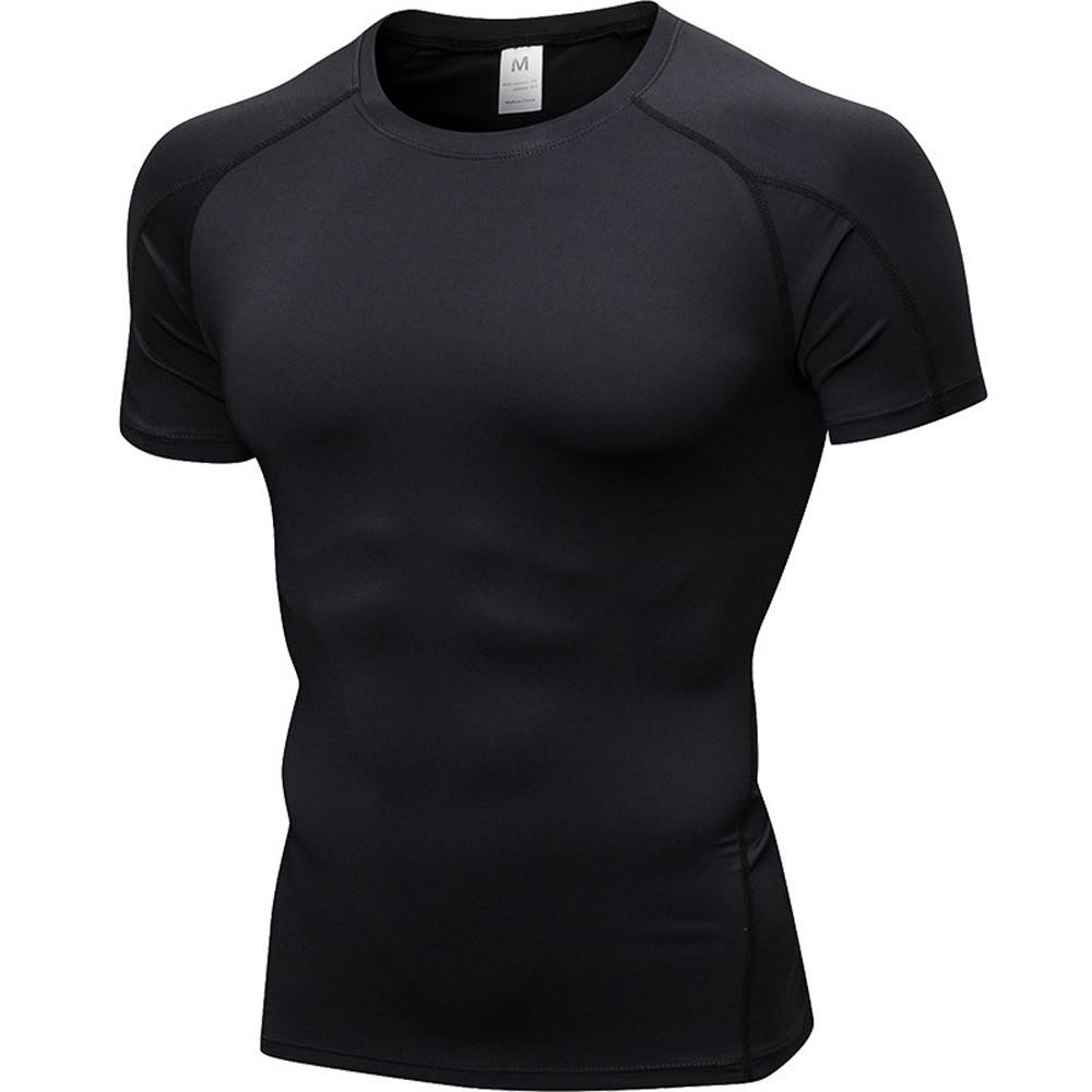 Mens Tight Short Sleeve T-Shirt Fitness Running Elasticated Sports Tops
