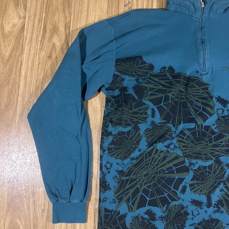 Vintage Spyder Pullover Mens Large Blue 1/4 Zip Mock Neck Graphic Ski Cotton 90s gallery