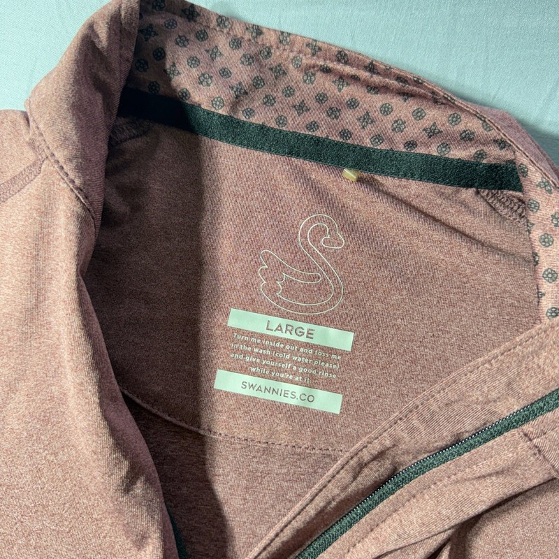 Swannies Mens Large Quarter Zip Golf Pullover Heathered Mauve The Foothills Logo gallery