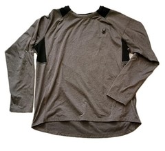 Spyder Active Pro Web Workout Preformance Large Gray Black Long Sleeve Shirt