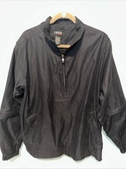 Izod XFG Golf Pullover Long Sleeve Convertible 3/4 Zip Windbreaker Black Large