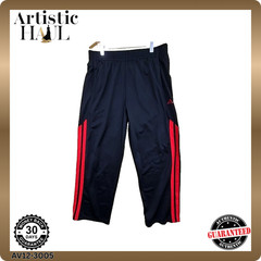 Adidas Track Pants Mens Black Red Striped Size XL Athletic Joggers