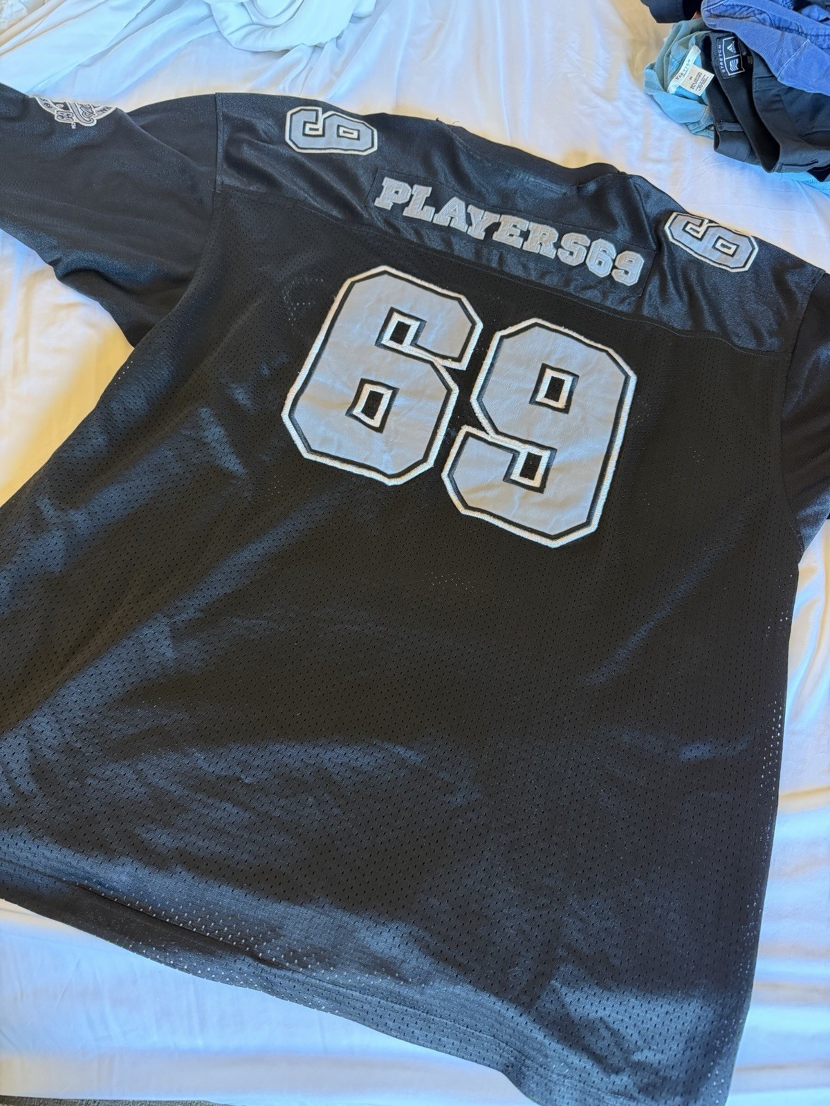 Vintage Players 69 Jersey Mens Large Red 90s Hip Hop Streetwear Football Jersey gallery
