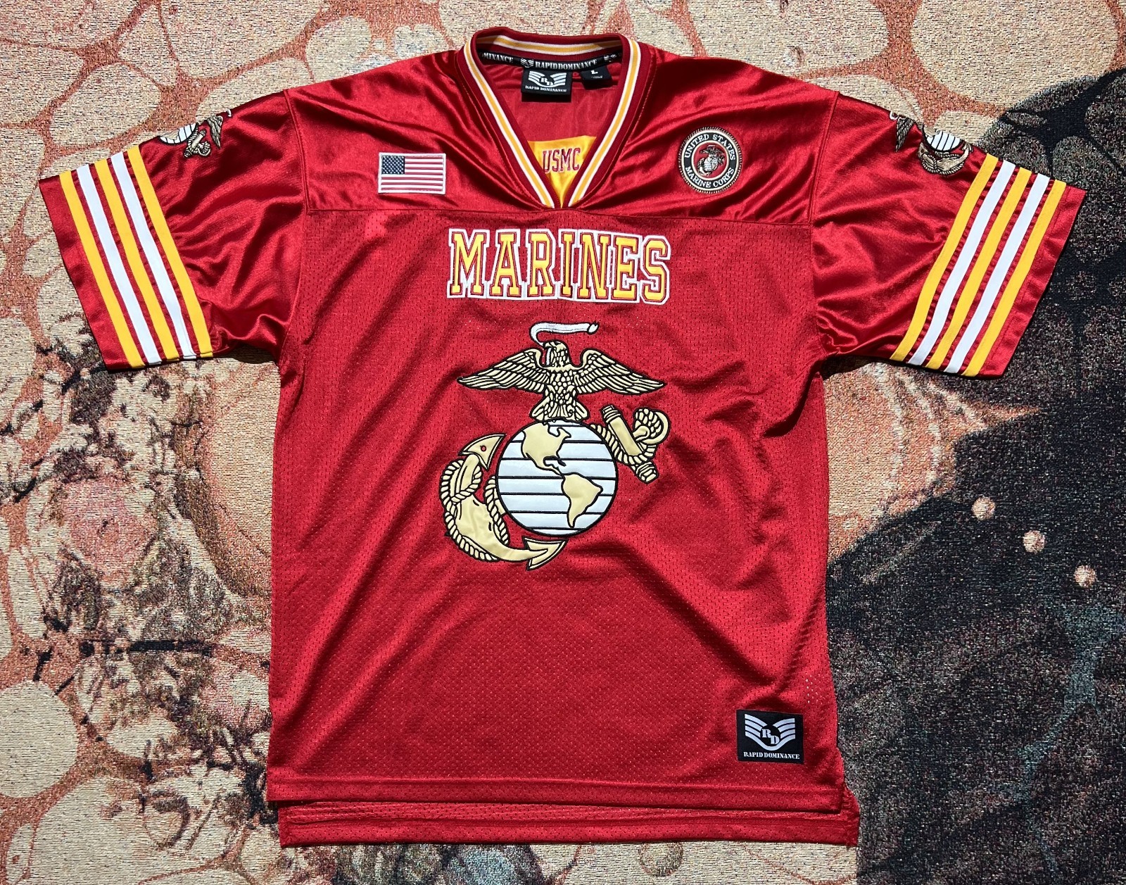 Rapid Dominance USMC Marines Football Jersey Red Large gallery