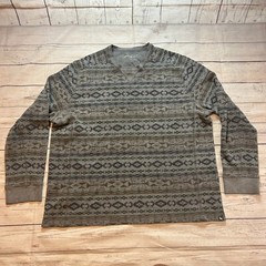 Eddie Bauer Long Sleeve Thermal Shirt Gray Aztec Print Men’s Size 2XL