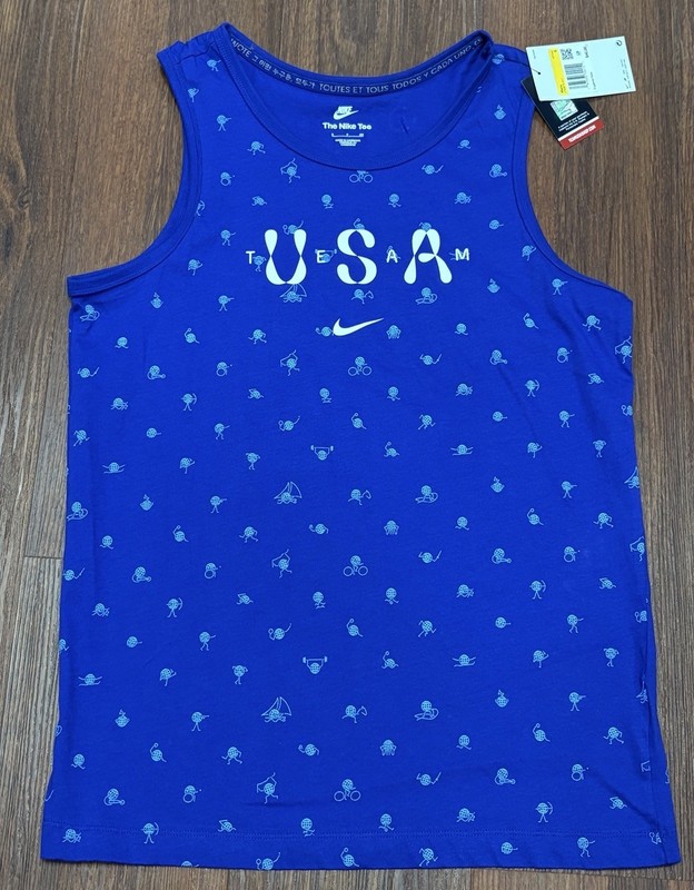Nike USA Team Club Tank Top Men's Small Blue All Over Print FN0879-417 New Tags gallery