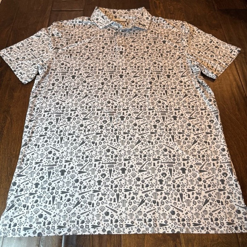 Fore Fathers Batter Up Baseball Polo AOP size Medium Golf Athleisure Activewear gallery
