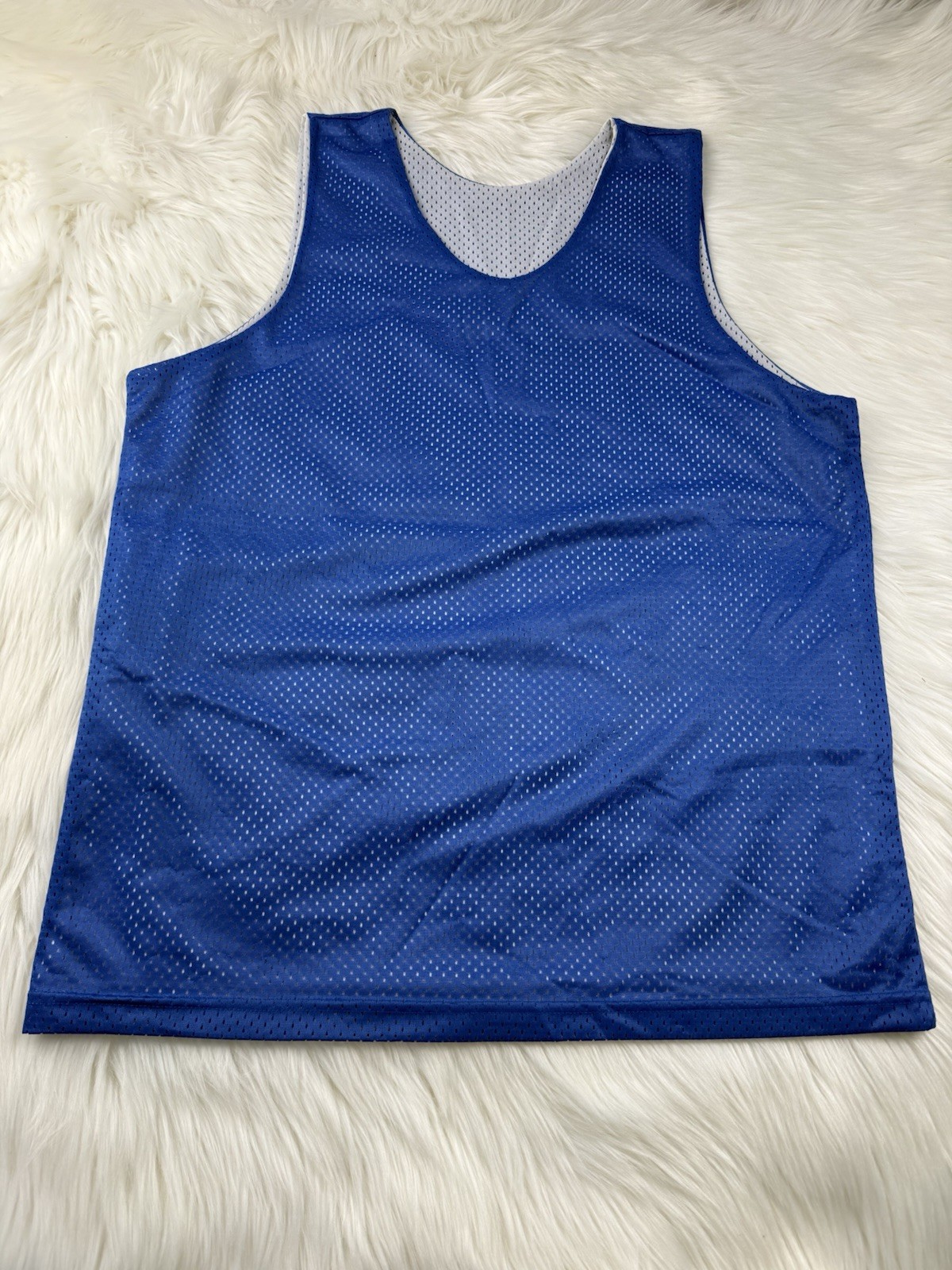 A4 Reversible Basketball Jersey Men Large Blue White Mesh Practice Tank Top gallery