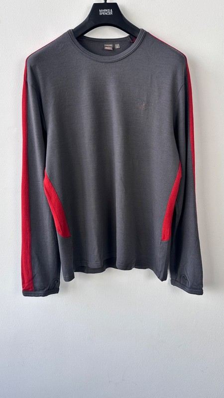 Mens Icebreaker 260 Bodyfit XL Merino Wool Base Layer Top Hiking Ski Gray Red gallery