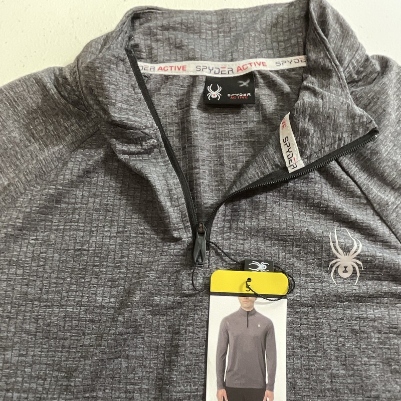 NWT Spyder Active Men’s S Regular Fit 1/4 Zip Long Sleeve Mock Neck Solid Gray gallery