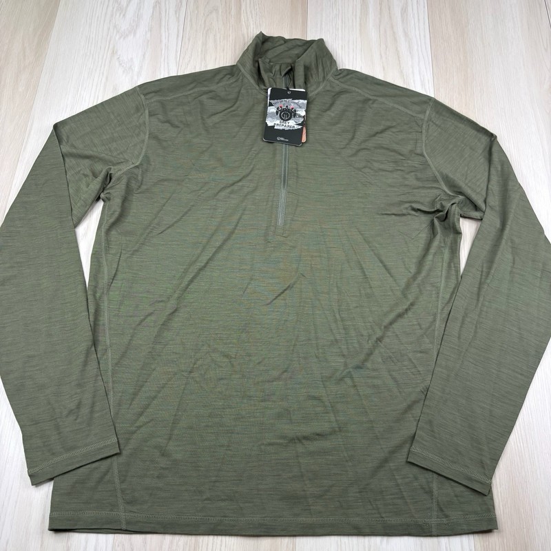 Grey Preparer Merino Wool Half Zip Baselayer Mens Size XL Green NWT gallery
