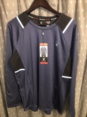 Spyder Active Mens LS Performance Shirt Navy Blue/Black Reflective. NWT Size MD