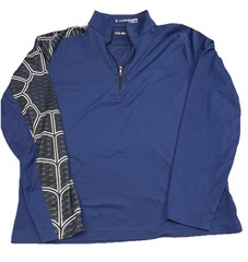Spyder Men’s M 1/4 Zip Pullover Base Layer Shirt Spider Web Design Blue Ski