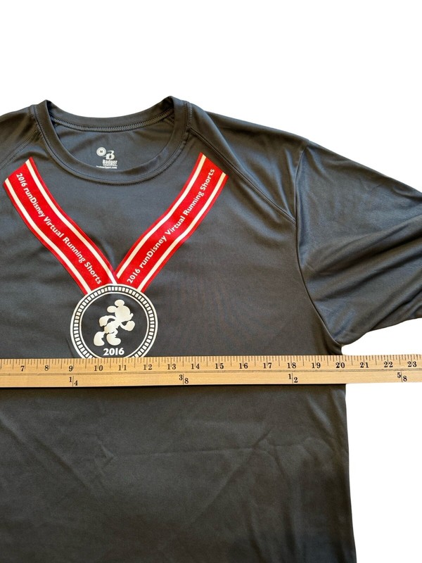 Disney Badger Sport Runners Performance Shirt Mens Medium Wolf Gray Mickey Medal gallery