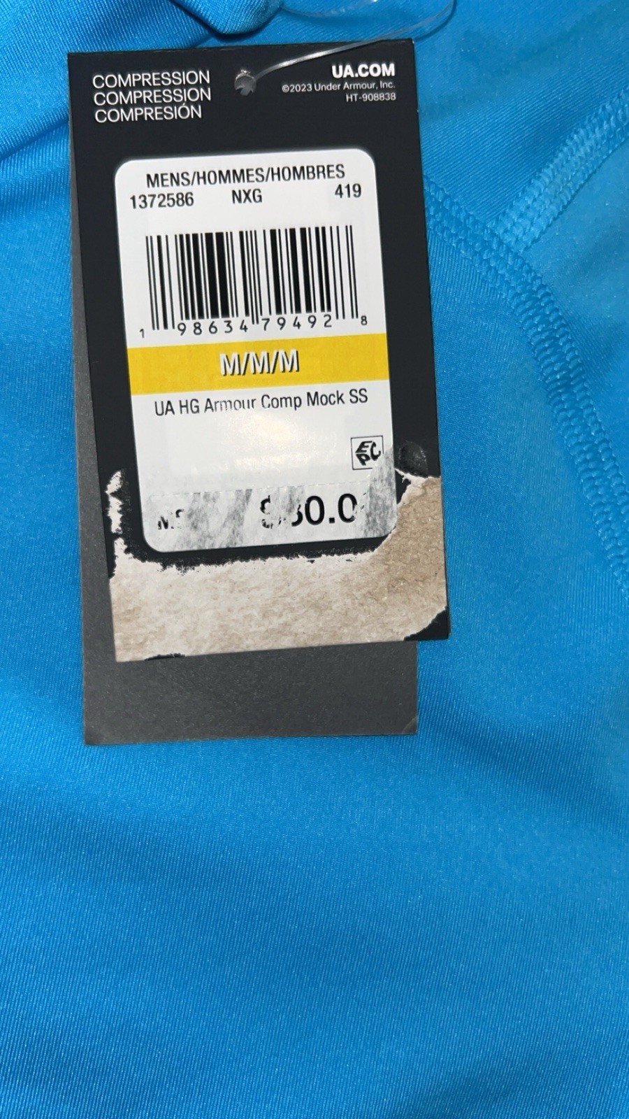 Under Armour HeatGear Compression Shirt Mens Medium Blue Mock Neck Short Sleeve gallery