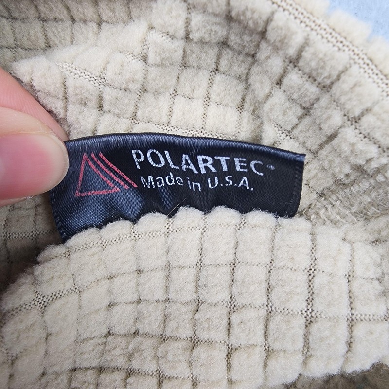 Polartec Pullover Mens XL Beige Grid Fleece 1/4 Zip Thermal Hiking Military gallery