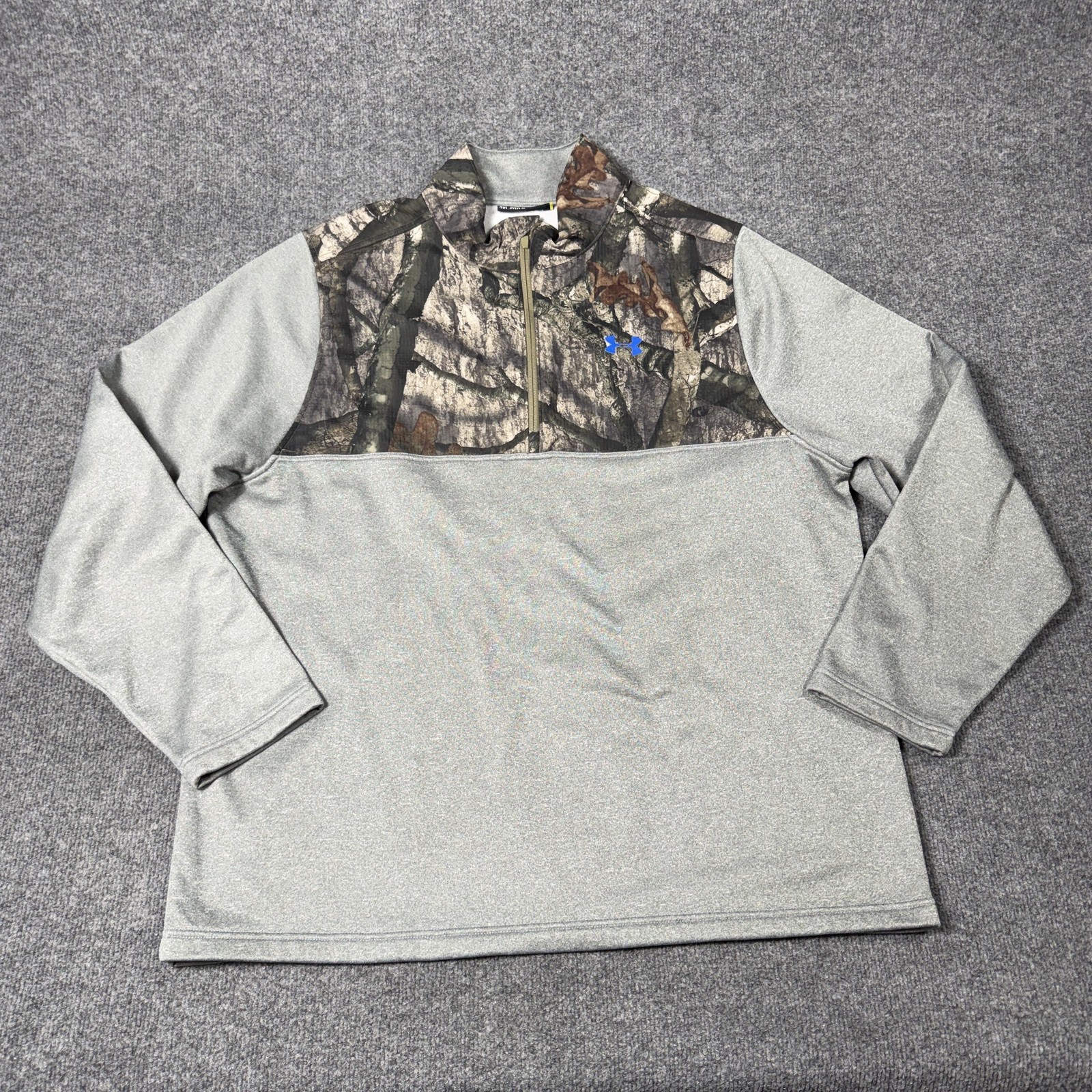 Under Armour Pullover Mens 2XL Gray Camo 1/4 Zip Long Sleeve Fleece Hunting Top gallery
