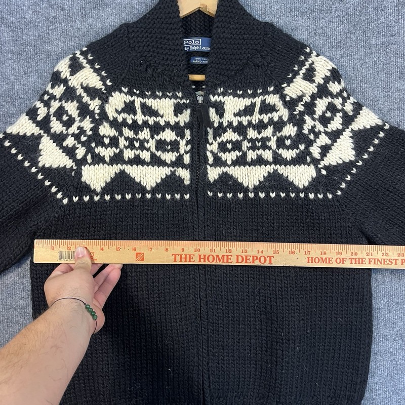 Vintage Polo Ralph Lauren Fair Isle 100% Wool Hand-Knit Full Zip Sweater XL gallery