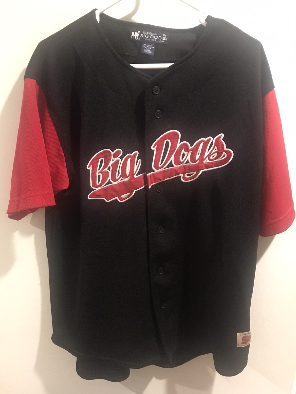 Vintage Big Dogs Baseball Jersey Medium Red Black Retro 1983 Authentic Made USA gallery
