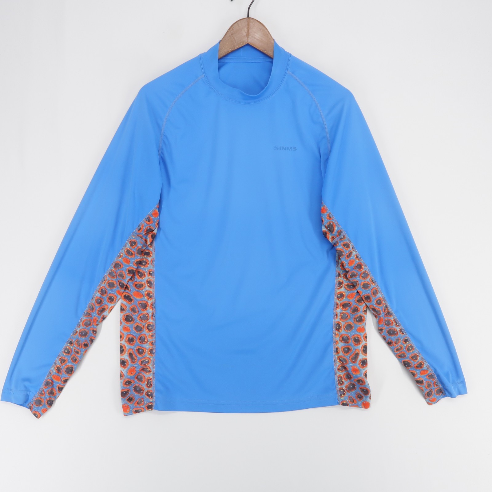 Simms SolarFlex Shirt Mens M Blue Print Long Sleeve Crew Neck Fishing gallery