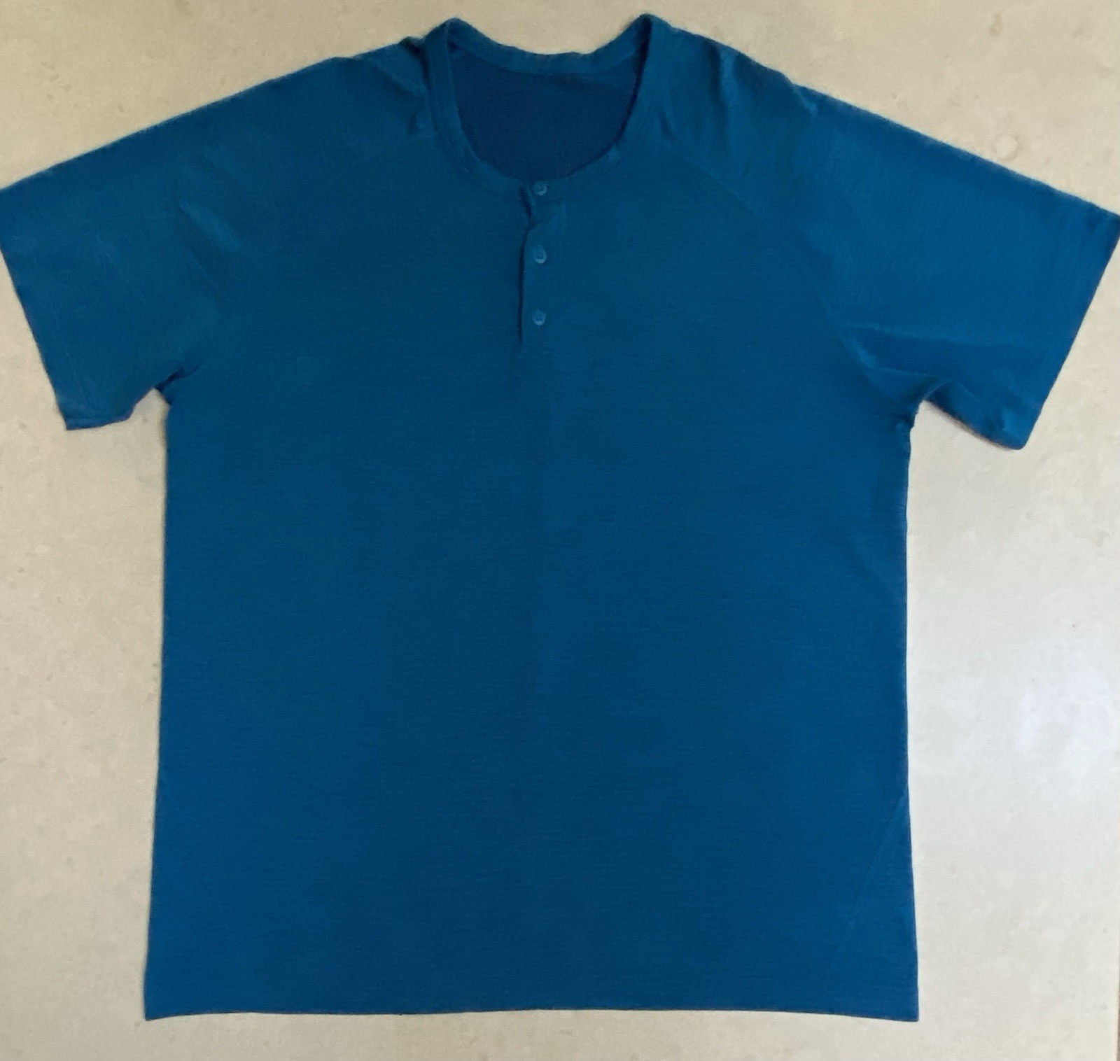 LULULEMON Metal Vent Tech Short Sleeve Henley Shirt Night Diver Blue Men’s XXL gallery