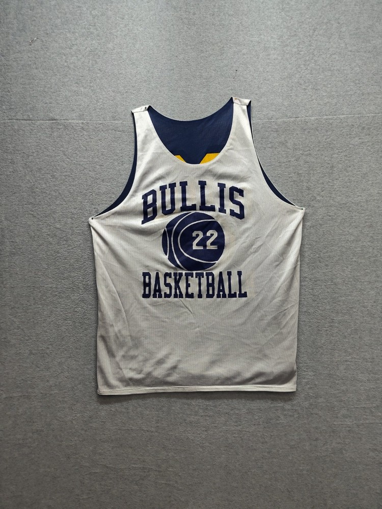 Cobblestones Men Basketball Jersey L Blue White Graphic Print Sleeveless Active