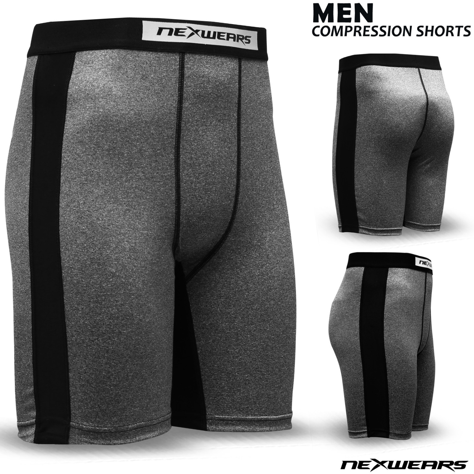 Mens Compression Gym Fitness Shorts Base Layer Skin Tight Fit Yoga Short - Grey gallery