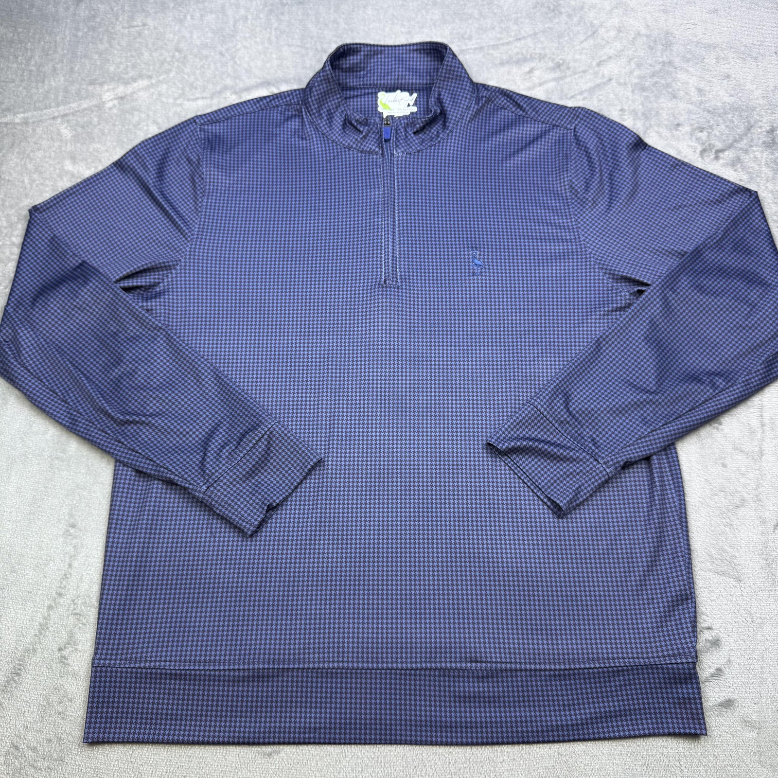 TailorByrd Pullover Mens Large Blue Houndstooth Quarter Zip Golf Shirt Top gallery