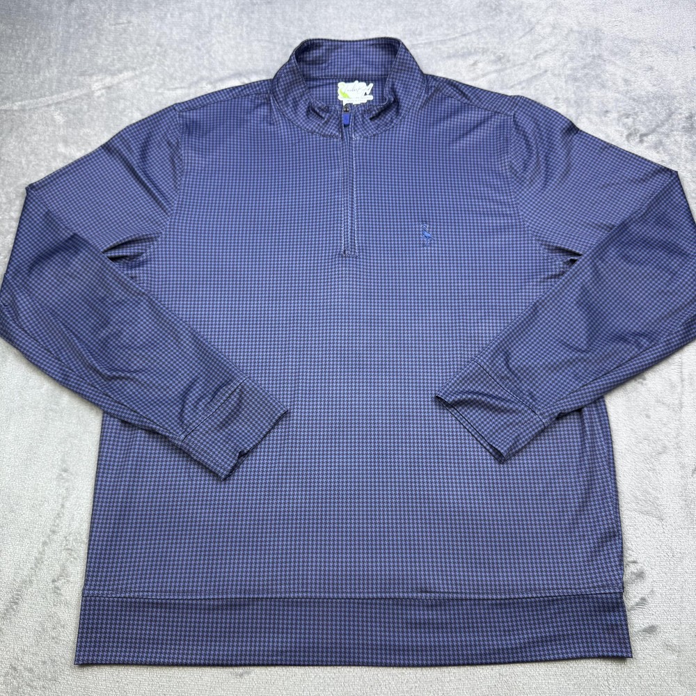 TailorByrd Pullover Mens Large Blue Houndstooth Quarter Zip Golf Shirt Top