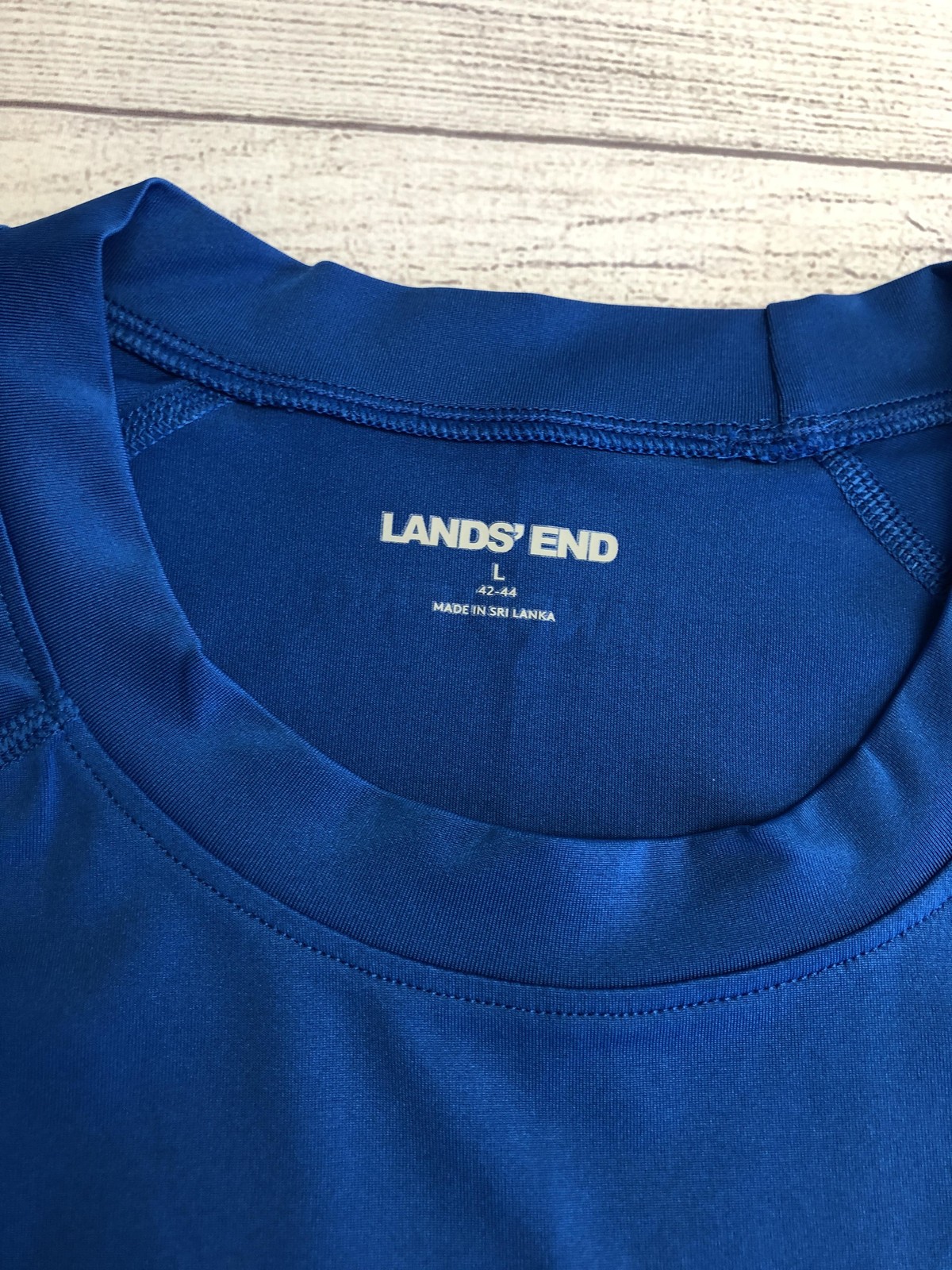 Lands' End Shirt Mens Large Blue Long Sleeve Raglan Athletic Performance Top gallery
